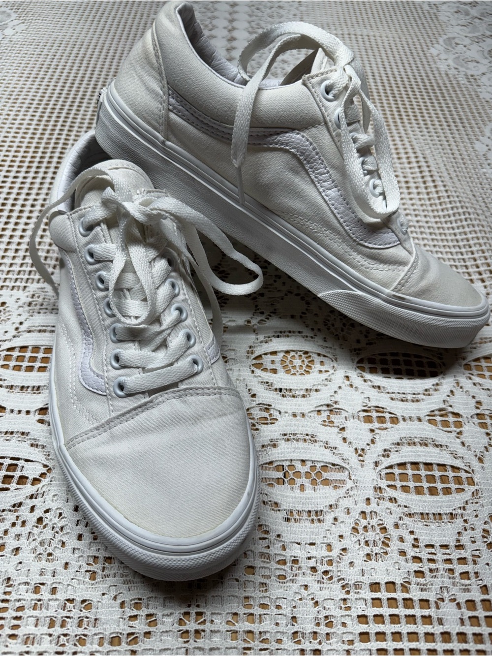 Vans White Low Top Canvas Sneakers